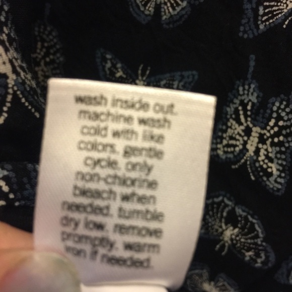 Y2K white butterflies on navy Henley rayon tank top size Medium whimsy playful. - Picture 5 of 9